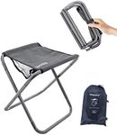 LFSEMINI Camping Stool, 16in Tall Large Size Folding Stool with Carry Bag, Aluminum Alloy Bracket, 1.5lbs Lightweight, Load Capacity to 300lbs, for Travel, Hiking, BBQ, Fishing, Beach(Grey)