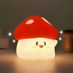 Daixinde Mushroom Silicone Lamp, Cute Mushroom Night Light with Timer, Squishy Dimmable Light for Baby Nursery, Rechargeable LED Portable Touch Nightlight, Kawaii Room Desk Decor, Christmas Gifts