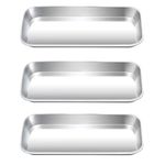 Yzurbu 3pcs Metal Tray, Stainless Steel Small Tray for Tattoo, Resin, Bathroom, Lab Instrument Supplies