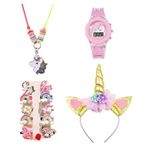 ANNACREATIONS Stylish Watch and Hair Clips, Headband, Necklace, Perfect Unicorn Combo Gift Set for Baby Girls, Girls and Women (Style-4)