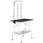 costoffs Foldable Pet Dog Grooming Table with Basket Adjustable Arm Double Tether Salon Table for Small Medium Dogs/Cats 160cm High Black