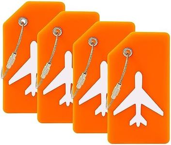 Mziart 4 Pack Silicone Luggage Tags for Suitcases Travel Bag Tags, Suitcase Tags with Privacy Name ID Card Quickly to Spot Baggage (Orange)