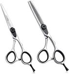 Moontay 6.0" Hair Cutting Scissor Thinning Shear Set, Professional Barber Hairstylist Hairdressing Thinning/Texturizing Shears/Scissors, Japanese 440C Steel Salon Hair Scissors (Silver)