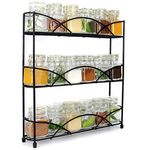 Herb & Spice Rack 3 Tier in Black | Free Standing Non-Slip Organiser | Modern Design Kitchen & Pantry Storage Solution | Up to 18 Spice Jars | M&W