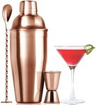 Zulay Cocktail Shaker Set - Stainless Steel Mixed Drink Shaker - Martini Shaker Set with Build in Strainer, Double Sided Jigger & Muddler Combo Mixing Spoon - Pro Margarita Shaker - Large 24oz