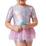 Julysand Toddler Girls One Piece Mermaid Swimsuit with Mesh Skirt Ruffled Swimwear Sun Protection Bathing Suit