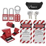 Safety Lockout Tagout Kit Lockset Fitting Tools Multifunctional Breaker Lockout Tagout Kit Portable with Pocket Bag Industrial Warning Signs Safety Padlocks Set for Lock Out Tag Out Stations