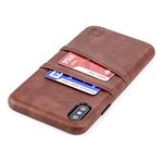 Dockem Wallet Case for iPhone XS Max: Built-in Metal Plate for Magnetic Mounting & 2 Credit Card Holders (6.5" Exec M2, Synthetic Leather, Brown)
