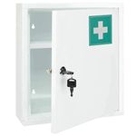 Homespired® Emergency First Aid Medical Cabinet Stainless Steel, Wall Mountable (Includes Mounting Screws), Lockable with 2 Keys, Strudy Metal Construction (31 x 10 x 36 cm)