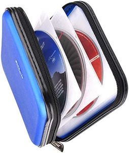 XiongYe CD DVD Wallet, 32 Capacity Heavy Duty, DVD CD Case Holder for Car, Portable DVD Storage Disk, Hard Shell Case (32 Capacity,Blue)