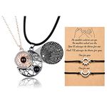 Frodete Sun And Moon Couple Necklace Bracelet Set Magnetic Necklace For Couples I Love You 100 Languages Sun And Moon Bracelets For Best Friends, Copper, Other - Womens