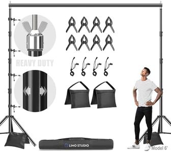 LimoStudio 10' x 10' (W x H) Upgraded New Heavy Duty Backdrop Stands, Adjustable Background Support, Metal Cap Head Tripods, Shock Proof & Anti-Slip Rubbers, Complete Accessory, Photo Studio, AGG2862