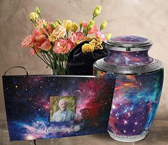 Cosmic Galaxy Cremation Urn for Adult Ashes with Matching Funeral Guest Book