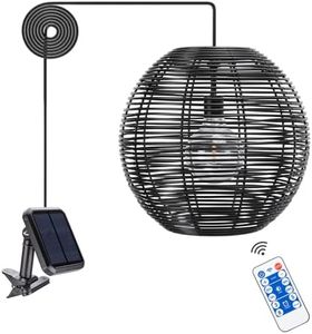 Outdoor Chandelier Solar Pendant Light Outdoor Hanging Lantern Solar Chandelier with Remote Dimmable for Porch Patio Gazebo Garden Yard Decoration Black