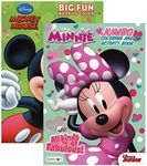 Mickey & Minnie Coloring Book 2 Titles, Fun Game Workbook for Learning Drawing Coloring, Gift for Kids Toddler Activity at Classroom Home, 80 Pages,2-Pack
