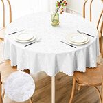 Smiry Vinyl Table Cloth Rectangular, 60 x 60 Inch Waterproof Withstand Oilproof Table Protector, Heavy Duty Tablecloth, Wipeable and Washable Table Cover for Dining and Party, White