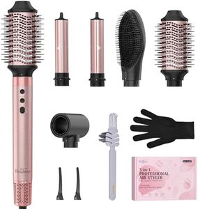Brightup Upgraded Professional Hot Air Styler – 1400W High-Speed Blow Dryer Brush with 120,000 RPM, No Heat Damage, Fast Drying for Wavy, Curly & Straight Hair, 110V, Multi-Styler with Storage Bag