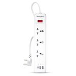 Honeywell 3 Outlet Extension Board with Master Switch, 6 Amps, 250V, 1xType C & 2xUSB, 3 International Sockets, Pure Copper, 6 Advanced Safety Features, 2 Mtr Power Cord, BIS Certified, 1 yr Warranty