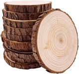 Unfinished Natural with Tree Bark Wood Slices 10 Pcs 4.2-4.7 inch Disc Coasters Wood Coaster Pieces Craft Wood kit Circles Crafts Christmas Ornaments DIY Crafts with Bark for Crafts Rustic Wedding