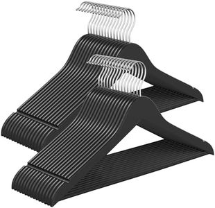 SONGMICS Wooden Hangers, Pack of 30, Coat Hangers, Pants Bar, 360° Swivel Hooks, Solid Birch Wood, Space Saving, for Jackets, Shirts, Coats, Ink Black UCRW030B01