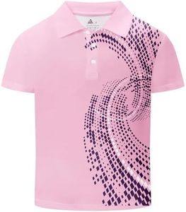 SECOOD Boys Short Sleeve Pique Polo Shirts Summer Casual Uniform Sport Tops for 6-16 Years Light Pink