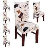 Styleys Polyester Elastic Chair Cover Stretchable Removable Dining Chair Covers (SD 05, Coffee Cup Print, Pack of 6)