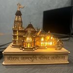 LASER ART Divine Glow Ram Mandir Ayodhya Illuminated Model – 3D Wooden MDF Craft with Power Adapter, Intricate Architecture and Sturdy Gift Box Perfect for Home Temple, Decor, and Spiritual Gifting.