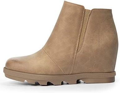 Athlefit Women's Wedge Ankle Booties with Heel Hidden Khaki Size 6.5