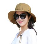 Alexvyan Round Hat Sun Visor Hats for Women UV Protection Wide Brim Summer Cap for Girls Hat UV Protection Breathable Casual Beach Hat, Safari Hat Sun Protection Cap for Women Girl Men (Brown)