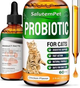 Probiotics for Cats for Digestive Support – Cat Probiotics for Indoor Cats Help with Colic, Upset Stomachs, Diarrhea, Gas, and Bloating – Prebiotics + Pleasant Chicken Flavor Inside – 2 Oz