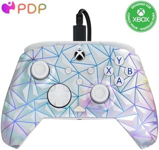 PDP Gaming REMATCH Enhanced Wired Controller Licensed for Xbox Series X|S/Xbox One/PC/Windows, Mappable Back Buttons, Advanced Customizable App - Silver, Frosted Diamond (Amazon Exclusive)