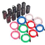 Mixtooltoys EL Wire 3 Light Modes Neon Light Battery Powered Electroluminescent Wire Glowing Strobing Decorative Light for Xmas Party Pub (10x1m Red Green Blue White Pink)