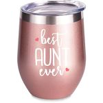 Bomget Best Aunt Ever Wine Tumbler with Lid and Straw,Aunt to be from Niece Nephew Stainless Steel Travel Coffee Mug 12 OZ