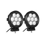 Lightronic LED Spotlights, 6" Round 70W Fog Lights Pods for Motorcycle Truck Tractor SUV, 6000K Cool-White Spot Beam, Rugged Aluminum Alloy Housing, Corrosion/Vibration Resistant Waterproof, 2-Pack