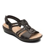 Clarks Women's Leisa Janna Sandal, Black Leather, 9 W US