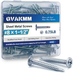 GVAKMM 0.75LB (130pcs),#8x1-1/2''Sheet Metal Self-Tapping Screws,Modified Truss Head Zinc-Plated Self-Drilling Tek Screws,Ideal for Wood,Metal,Plastic and More(1-1/2 Inch,38mm,130Pcs)