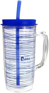 Bubba Envy Travel Thermal Mug, 48 Ounces - Double Wall Insulated with Straw - Keep All Your Favorite Cold Drinks at Your Side - Sweat Resistant, Ideal for Travel - Serenity with Stripes Graphic