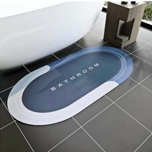 aadya alley Soft sillicon Super Absorbent Door Mats (40x60) Bath Mat Anti Skid Quick Drying Bathroom & Water Absorbent Carpets Kitchen Entrance Door Mats (1, Oval R)