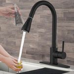 InArt SS 304 Stainless Steel High Arc Pull-Down Sprayer Kitchen Sink Faucet - 360° Rotatable Swivel, Multi-Function Spray Head, Hot & Cold Water Mixer Tap - Matte Black (Black 8)