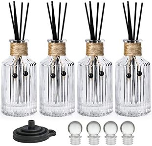 Reed Diffuser Bottle Glass Diffuser Bottles 8oz/250ml Set of 4 Empty Essential Oil Glass Diffuser Bottles with Stoppers and Reed Sticks Clear Decorative Bottle Set Bulk Reusable Perfume Jar