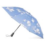 Totes Reverse Close Folding Inbrella with Auto Open Close and Compact, Cloud, 47" Canopy, InBrella Reverse Closing Folding Umbrella – Inverted Closure Compact Umbrella – Portable, Windproof