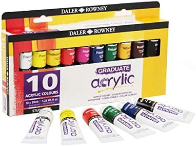 Daler-Rowney Graduate Acrylic Paint Set, 10-Tube Assorted Colors, 38ml - Acrylic Painting Supplies for Artists and Students - Acrylic Paints for Panels, Canvas, Paper and More