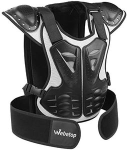 Webetop Youth Dirt Bike Chest Protector Adjustable Toddler Youth Motocross Gear for 3-10 Year Olds Kids Dirt Bike Gear Ideal for ATV, Quad, Dirtbike, 4 Wheeler Outdoor Sports Black/Silver S