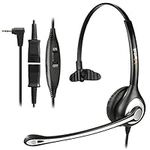 Wantek 2.5mm Telephone Headset Monaural with Noise Canceling Mic + Quick Disconnect for Cisco Linksys SPA Polycom Grandstream Panasonic Zultys Gigaset Office IP and Cordless Dect Phones (600QJ25)