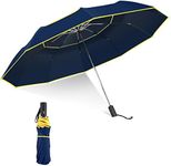 62 Inch Automatic Golf Umbrella for Rain, Kalolary Extra Large Inverted Umbrella UPF 50+ Compact Umbrella Double Canopy Travel Folding Umbrella Oversize Rain Umbrella for Women Men Home Family (Blue)