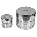 Reviti® by Hospiclub Dressing Drum/Autoclave Drum 11x9 and 6x6 Heavy Duty Stainless steel combo of 2