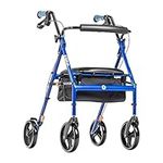 Drive Medical Hugo Elite Rollator Walker With Seat, Backrest and Saddle Bag, Blue 1 Count, 8.16 ounces