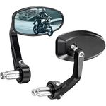 KEMIMOTO Motorcycle Handlebar Bar End Mirror, CNC Aluminum Rearview Motorcycle End Bar Mirror Universal 7/8" Round Anti Glare, Compatible with Most Motorcycle, E-bike, Scooters, ATV, UTV (Blue Lens)