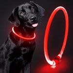 Domagiker Light Up Collar, USB Rechargeable Glowing Pet Collar, TPU Flashing Dog Lights, Waterproof Led Dog Collar for Small Medium Large Dogs