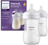 Philips Avent Natural Response Baby Bottle - 2 x 260ml Baby Milk Bottle for Newborns and Up, BPA Free, 1+ Months (Model SCY903/02)